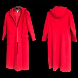 Paul Levy Long Winter 100% Wool Coat, Red